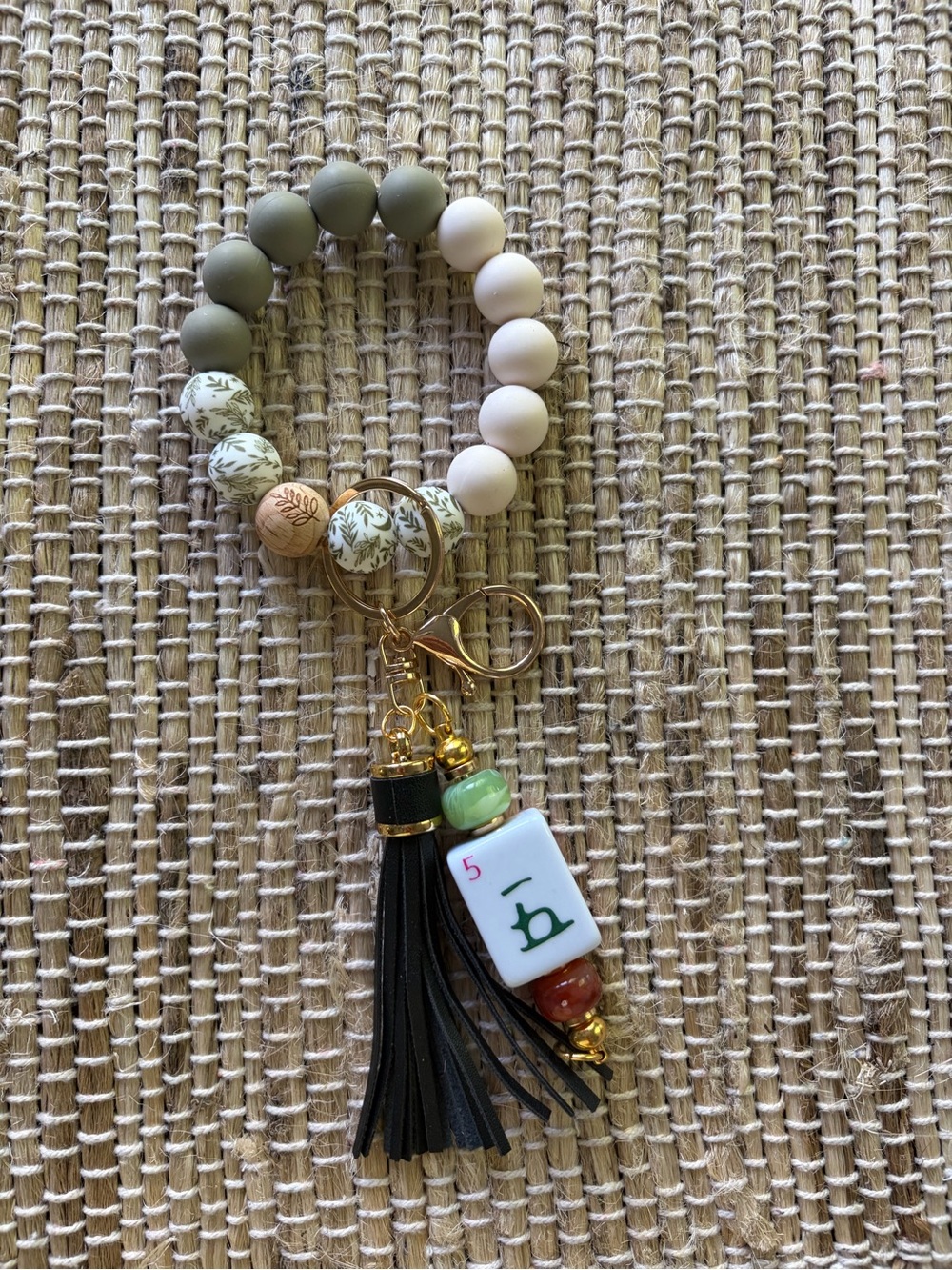 Mahjong wrist key chain bracelet